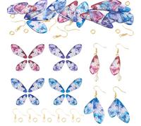 Spritewelry Ciondoli a forma di ala in resina multicolore con insetti, libellula, ali, piuma, ciondoli a forma di ala di farfalla, kit di gioielli per la creazione di gioielli, Metallo