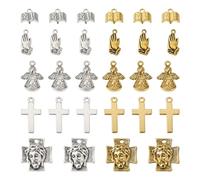 Spritewelry Ciondoli a forma di croce in oro per la creazione di gioielli angelo, orecchini a forma di angelo, ciondoli a forma di gesto, argento antico per braccialetti per collane, bracciali, fai da