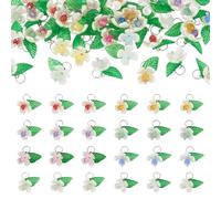 Spritewelry Ciondoli a forma di fiore in vetro acrilico a forma di foglia, ciondoli a forma di fiore, in cristallo colorato, per orecchini, bracciali, collane, gioielli, Plastica Acrilico