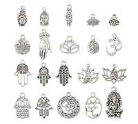 Spritewelry Ciondoli a forma di luna in argento anticato, stile tibetano, vintage, celesti, con sole, stella, gatto, gufo, per collane fai da te, bracciali, orecchini, creazione di gioielli, Yoga