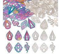 Spritewelry Ciondoli in filigrana in acciaio inossidabile colorati a forma di animale, insetto, pianta, albero, fiore, foglia, ciondoli geometrici, collegamenti per collane, orecchini, creazione di