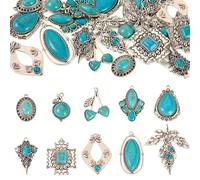 Spritewelry Ciondoli occidentali per la creazione di gioielli con turchese, ciondoli vintage in argento antico bohémien, a forma di croce a goccia, per bracciali, collane, orecchini, 12 stili, Cherry