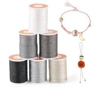 Spritewelry Filo metallico in poliestere da 42 m, 6 colori, 1 mm, glitterato, filo intrecciato per gioielli, per artigianato, ricamo, braccialetti dell'amicizia, creazione di gioielli