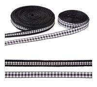 Spritewelry Nastro a quadretti bianchi e neri da 20 m, motivo scozzese, con bordo in pizzo, per regali, confezioni regalo, fiocchi fai da te, Natale, decorazione per la casa e le feste