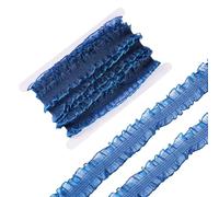 Spritewelry Nastro in pizzo con doppia increspatura, 9,1 m, 3,8 cm, con volant, elastico, per confezioni regalo, bouquet, decorazioni