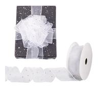 Spritewelry Nastro trasparente in chiffon di organza con strass, 9 m, per confezioni regalo, decorazioni per matrimoni, capelli, fiocchi, bouquet di fiori, fai da te, 38 mm