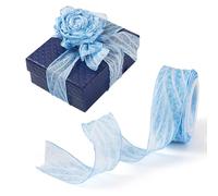 Spritewelry Nastro velato increspato da 9,1 m, 2,5 cm, in chiffon plissettato, nastro di seta per bouquet da sposa, decorazione per matrimoni, confezioni regalo (blu)