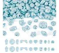 Spritewelry Perline assortite in acrilico blu cielo da 100 g, per la creazione di braccialetti a forma di cuore, fiore, fiocco, foglia d'acero, perline distanziali in acrilico perlato, per kit di