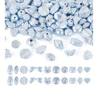 Spritewelry Perline miste in acrilico da 100 g, per la creazione di bracciali, in acciaio chiaro, blu, rosa, cuore, fiocco, perline estetiche artigianali per la creazione di gioielli fai da te