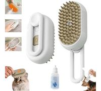 Spritz Defur Comb for Cats, Celery Pets Steam Brush, 3 in 1 Water Cat Brush, Cat Mist Brush, Grooming Brush for Removing Tangled and Loose Hair (White)