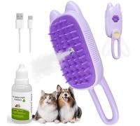 Spritz Defur Comb - Spazzola a vapore 3 in 1, ricaricabile, per gatti e cani a pelo lungo e corto, antistatica, spargimento, districante, massaggio e pettinatura (viola)