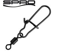 Spro Matt Black Easy Snap + Rolling Swivel - Snaps per pesca spinning, gancio per pesca spinning, vortice per luccio, dimensioni e portatile/contenuto della confezione: 1 + 8/9 kg/13 pezzi