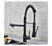Spronetta Nera Tira Giù Il Rubinetto del lavello Cucina Rubinetto Caldo e Freddo con Un Ponte a Doppio beccuccio (TH-SCS-Black)