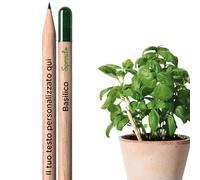 Sprout World Matite Personalizzate Piantabili - Matite in Legno con Logo, Testo e/o Icona a Colori - Matite Sostenibili per Aziende, Eventi e Matrimoni - Originali ed Ecologiche, con Basilico