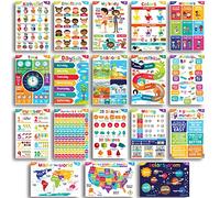 Sproutbrite 18 poster educativi per bambini, decorazioni per classe, materiali per la scuola materna, decorazione per l'apprendimento prescolare, grafici ABC per l'apprendimento a distanza (luminoso)