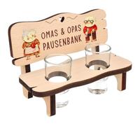 Spruchreif · Panca da liquore con incisione · Piatto da liquore con 2 bicchieri · Regali per nonni · Panchina pausa per nonna e nonno · Regalo nonni