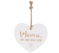 Spruchreif Piccolo cuore in legno vintage "Mama, ich hab dich lieb!" | Shabby-Chic cuore decorativo con scritta | regalo per la mamma | regalo per la festa della mamma da appendere | 12,5 × 11 × 1,3