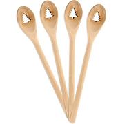 Spruchreif | Set di 4 cucchiai gourmet "albero di abete" in legno | Mini cucchiai in legno con motivo albero di Natale | idea decorativa e etichette regalo per Natale