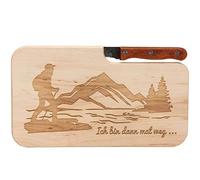 Spruchreif - Tagliere per il pane con coltello e incisione, idea regalo per escursionisti per una colazione all'aperto