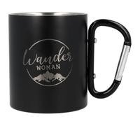 Spruchreif Tazza in acciaio inox con gancio a moschettone, con incisione "Wander Woman" in nero opaco, idea regalo per escursioni | regali escursionistici |