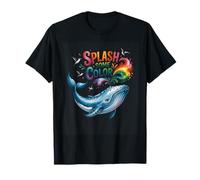 Spruzza un po' di colore con balene e arcobaleno Maglietta