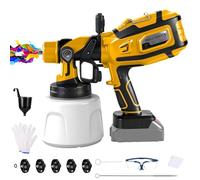 Spruzzatore a batteria compatibile con batteria Dewalt da 20 V (senza batteria), pistola a spruzzo elettrica da 200 W con contenitore da 1,4 l, 5 ugelli, 3 modelli di spruzzo, lampada a LED, spazzola