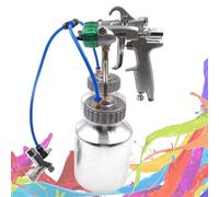 Spruzzatore a doppia testa con alimentazione a pressione, ugello nano cromato da 1,3 mm, 8-12 CFM, vaso da 1000 ml, pistola a spruzzo pneumatica ad alta pressione per verniciatura automobilistica