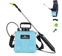 Spruzzatore a pompa elettrica Spruzzatore a spalla ricaricabile da 5 l/1, 32 galloni con bacchetta telescopica e 3 ugelli per il controllo delle erbacce del prato e dell'irrigazione delle piante