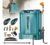 Spruzzatore a pressione a batteria con 2 batterie da 2000 mAh, 5 ugelli e barra spray resistente alla corrosione, asta telescopica per irrigare, spruzzare pesticidi e pulire attrezzature