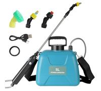 Spruzzatore a pressione da 5/8 litri, spruzzatore a pressione a batteria, spruzzatore elettrico per piante con 3 ugelli per nebbia, manico ricaricabile USB e asta telescopica - 120 minuti di autonomia