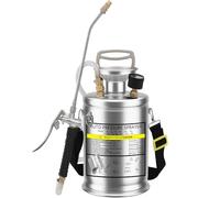 Spruzzatore a Pressione da 6 Litri in Acciaio Inox, Spruzzatore Giardino a Atomizzatore a Spalla con Manometro,Ugello Regolabile, Irroratore per Erbacce da Giardino per Prato