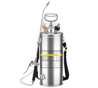 Spruzzatore a Pressione da 8 Litri in Acciaio Inox, Spruzzatore Giardino a Atomizzatore a Spalla con Manometro,Ugello Regolabile, Irroratore per Erbacce da Giardino per Prato