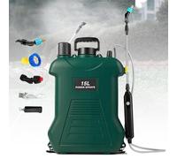 Spruzzatore a schiena 15L, spruzzatore elettrico compatibile, lancia telescopica, supporto lombare, 3 ugelli, 3,7 V 1500 mAh, coperchio ad ampia apertura per diserbo spray pulizia (verde-15L)