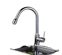 Spruzzatore a scomparsa con luce a LED Beccuccio girevole a 360° Miscelatore cromato Sensore di controllo della temperatura Rubinetto dell'acqua in ottone montato