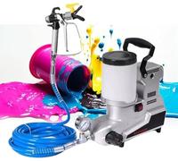 Spruzzatore airless ad alta pressione, potenza 1600 W, uscita 2,5 l/min, design portatile, 3 impostazioni di flusso regolabili, capacità 2 l, tubo da 5 m per una verniciatura murale efficiente