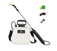 Spruzzatore Da Giardino A Batteria Da 5 L/8 L, Spruzzatore Elettrico A Zaino Aggiornato Con 3 Ugelli, Impugnatura Ricaricabile Tramite USB E Asta Retrattile, Tracolla Regolabile, For Prato E(White,5L)