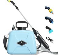 Spruzzatore Da Giardino A Batteria Da 5 Litri, Spruzzatore Elettrico Con Batteria Ricaricabile Tramite USB, Con 3 Ugelli Nebulizzatori, Tracolla Regolabile E Asta Retrattile, For La Pulizia(Blue)