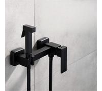 Spruzzatore di bidet portandosi in serbo nero igienico shattaf shattaf calda e fredda miscelatore in ottone set di valvole musulmana doccia bidet doccia rubinetto, un set LWX