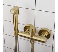 Spruzzatore di bidet portata per bagno, rubinetto bidet in acqua calda in ottone, cavaliere a parete singolo rubinetto, spruzzatore per la toilette per pannolini di stoffa portatile, oro spazzolato