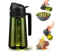 Spruzzatore di olio 2 in 1 per olio da cucina, protezione UV, 470 ml, spruzzatore per friggitrice ad aria calda con spazzola, olio spray, per cucinare, grigliare, cucina, friggitrice ad aria calda