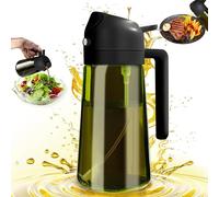 Spruzzatore di olio scuro con blocco della luce da 470 ml/16 once per cucinare Bottiglia di erogatore di olio d'oliva 2 in 1 per cucina Bottiglia di olio di vetro verde scuro