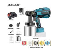 Spruzzatore di vernice, 1000ML Pistola a spruzzo elettrica senza fili Spruzzatore di vernice Mobili for auto Rivestimento in acciaio Aerografo 5 Ugelli compatibili for batteria(1 Battery Set B)
