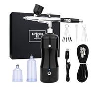 Spruzzatore di vernice, Kit Aerografo 30psi Con Compressore Ad Arresto Automatico Set Di Pistole For Spazzole Ad Aria Senza Fili Portatili Alimentazione A Gravità Wireless Ricaricabile A Doppia Azione