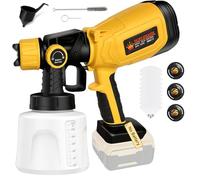 Spruzzatore di vernice senza fili per batteria DeWalt, spruzzatore di vernice per recinzioni, con contenitore da 1400 ml, 3 ugelli e 3 modelli, flusso regolabile, pistola a spruzzo da 18 V per casa