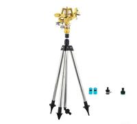 Spruzzatore d'ottone del treppiede 360° che gira l'altezza regolabile 19-37 | Realizzato in ottone e lega di metallo. Supporta tubo da 1,9 cm. Impostazioni di spruzzo personalizzabili. Copre 22-26,8 m di