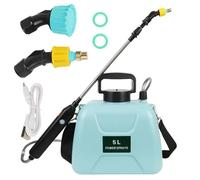Spruzzatore Elettrico 5L/8L Spruzzatore Da Giardino Con Spruzzatore Lancia Telescopica Max 90 cm 2 Ugelli 2000mAh per Diserbo Spray Pulizia (B-blue-5L)