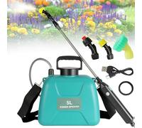 Spruzzatore elettrico 5L con 3 ugelli di nebulizzazione, pistola a spruzzo telescopica ricaricabile, con tracolla regolabile, per la pulizia a spruzzo delle piante da giardino