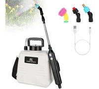 Spruzzatore elettrico a bacchetta retrattile con 3 ugelli nebulizzatori, 5L e 8L, spruzzatore d'acqua a bacchetta telescopica con cinghia regolabile per diserbante, prato, cortile(5l White 1)