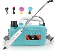 Spruzzatore elettrico a batteria, 5 l, con 3 ugelli regolabili e batteria da 4000 mAh, siringa da giardino ricaricabile USB, con asta telescopica per diserbanti e fertilizzanti