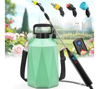 Spruzzatore elettrico a batteria da 1,35 galloni/5 l, spruzzatore elettrico aggiornato 2025 per prato e giardino con 3 velocità regolabili, indicatore della batteria, manico ricaricabile, bacchetta